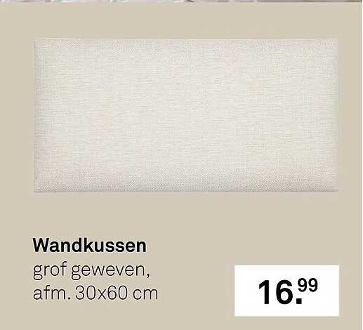 Wandkussen grof geweven, afm. 30x60 cm