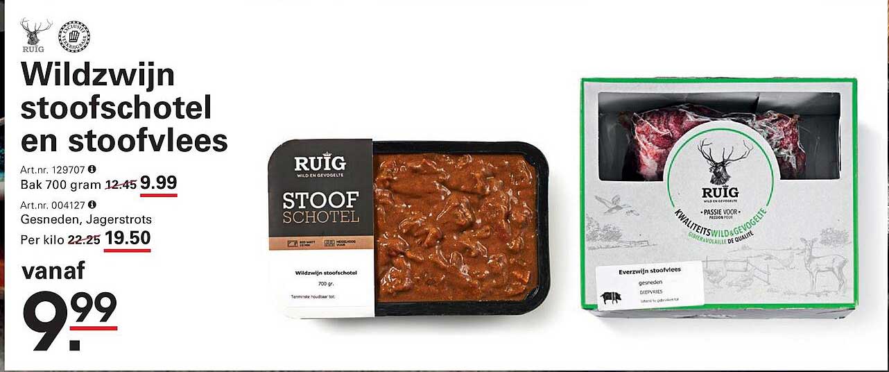 Wildzwijn stoofschotel en stoofvlees