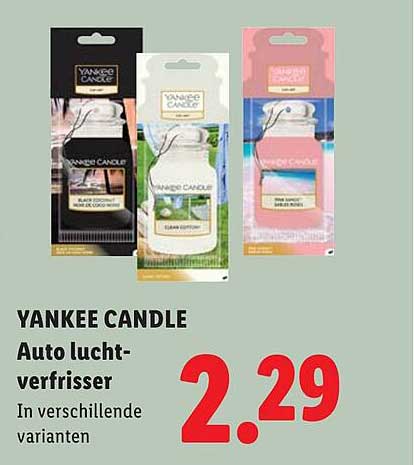 YANKEE CANDLE Auto lucht-verfrisser In verschillende varianten