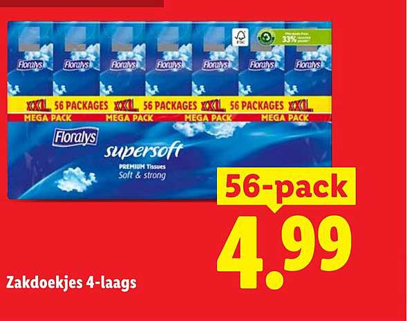 Zakdoekjes 4-laags 56-pack