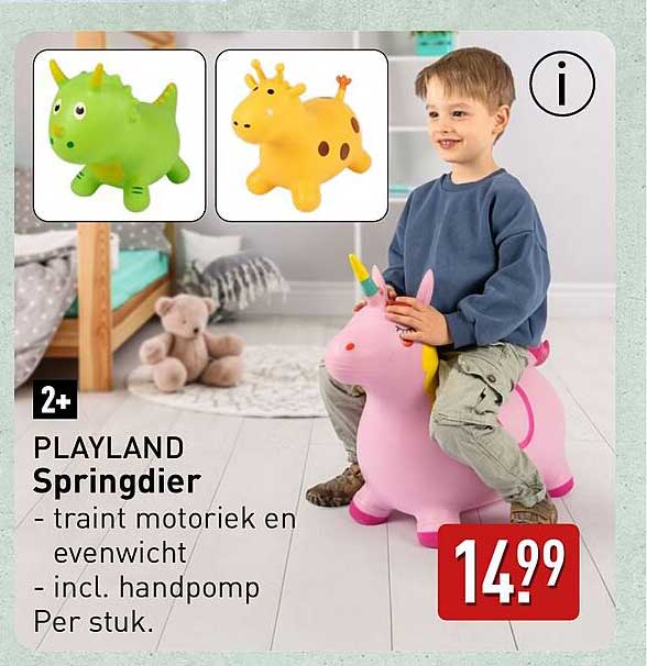 PLAYLAND Springdier - traineert motoriek en evenwicht - incl. handpomp