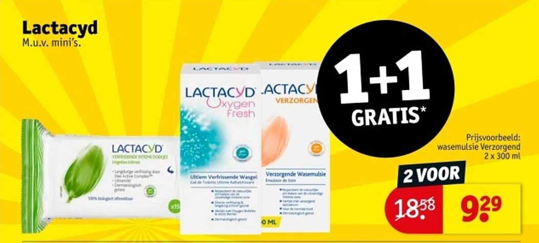 1+1 GRATIS* Lactacyd wasemulsie Verzorgend 2 x 300 ml