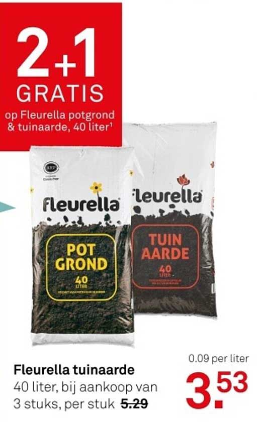 2+1 GRATIS op Fleurella potgrond & tuinaarde, 40 liter