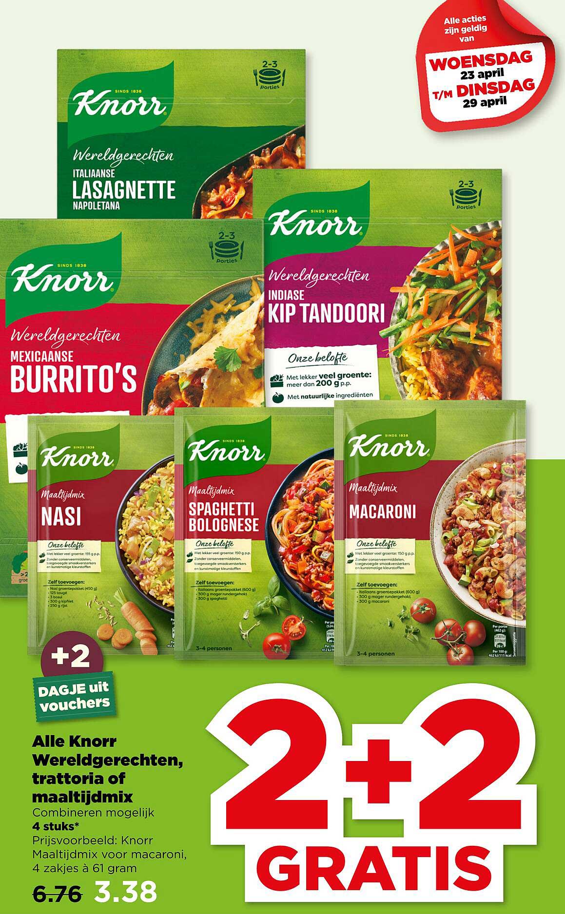 2+2 GRATIS op alle Knorr Wereldgerechten, maaltijdmixen, tratoria
