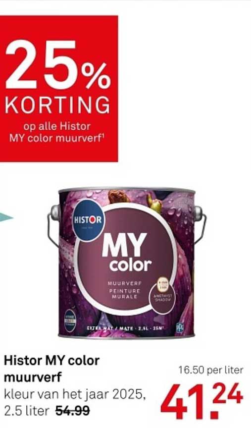 25% KORTING op alle Histor MY color muurverf