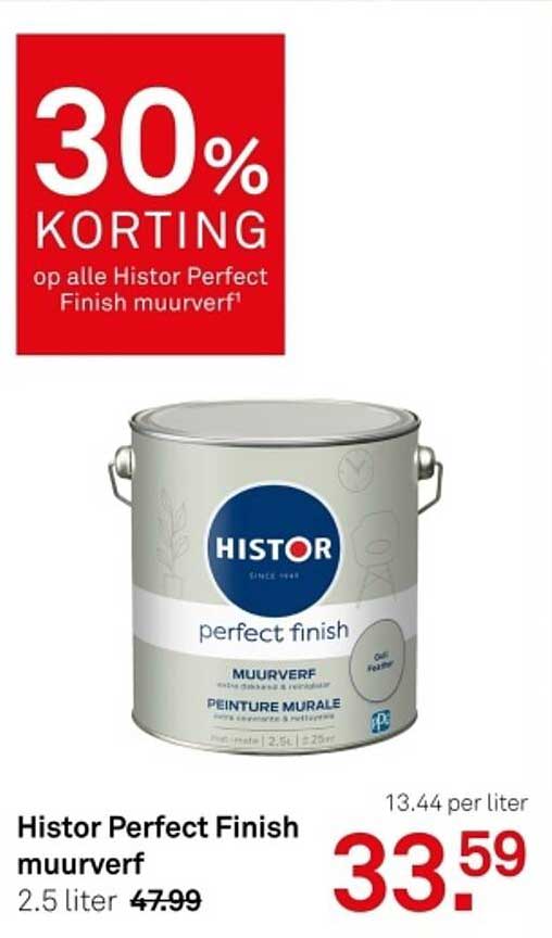 30% KORTING op alle Histor Perfect Finish muurverf