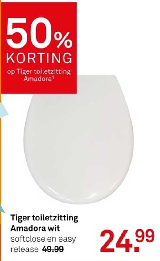 50% korting op Tiger toiletzitting Amadora wit