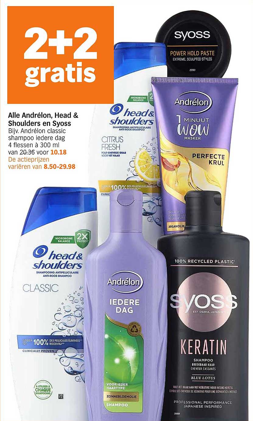 Alle Andrélon, Head & Shoulders en Syoss 2+2 gratis