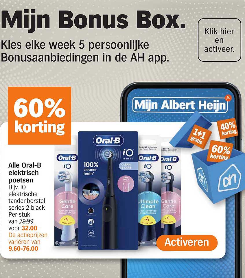 Alle Oral-B elektrisch poetsen, 60% korting