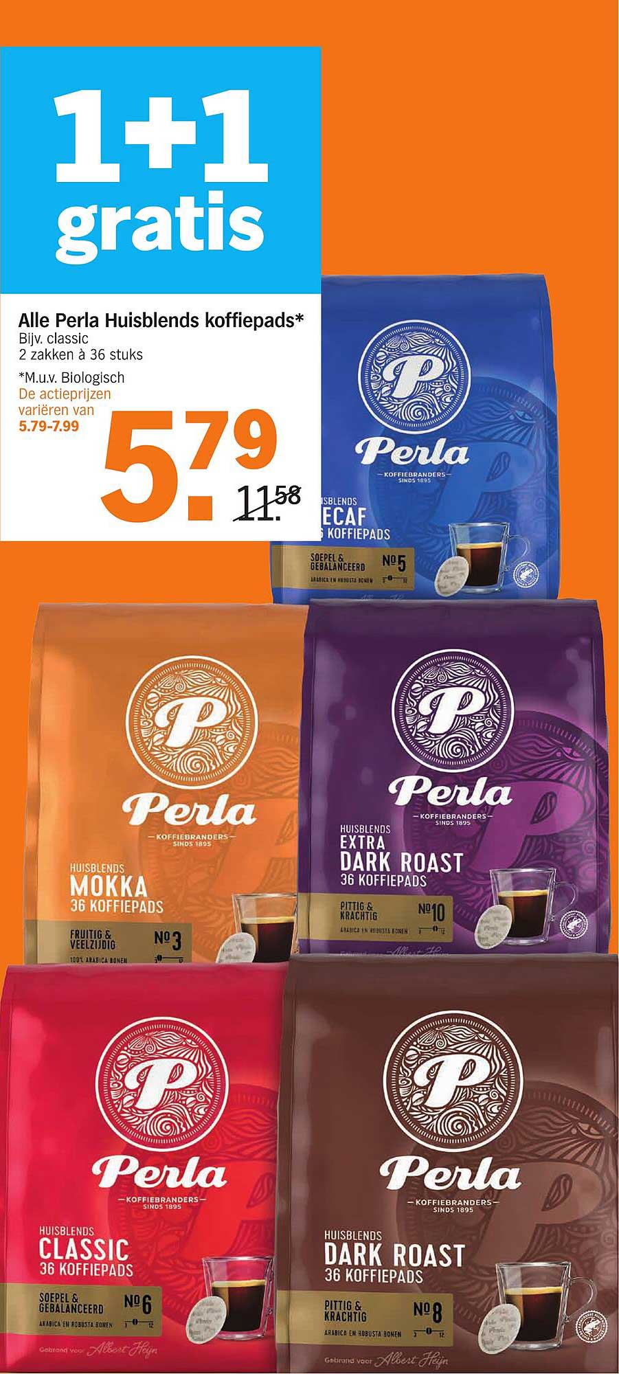 Alle Perla Huisblends koffiepads* met 1+1 gratis