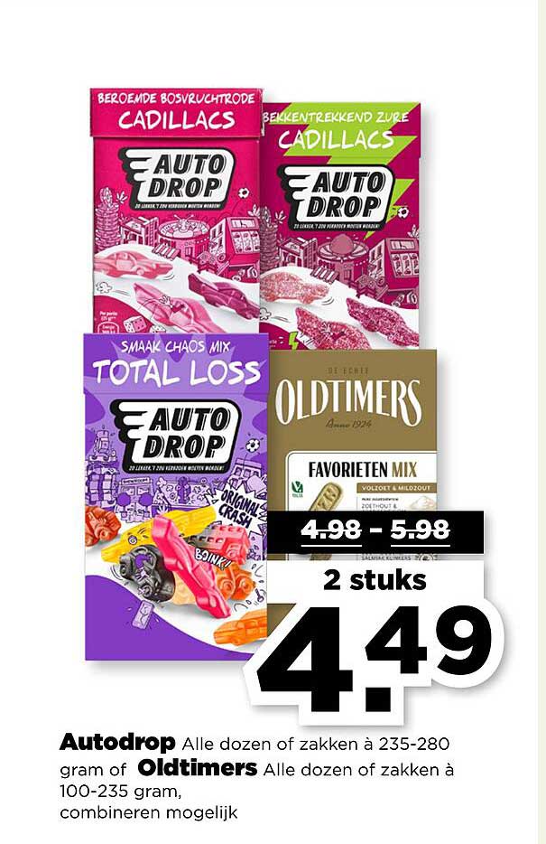 Autodrop Alle dozen of zakken à 235-280 gram of Oldtimers Alle dozen of zakken à 100-235 gram, combineren mogelijk