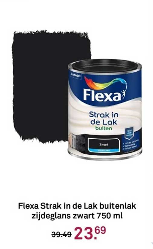 Flexa Strak in de Lak buitenlak zijdeglans zwart 750 ml