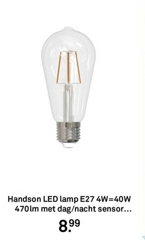 Handson LED lamp E27 4W=40W 470lm met dag/nacht sensor