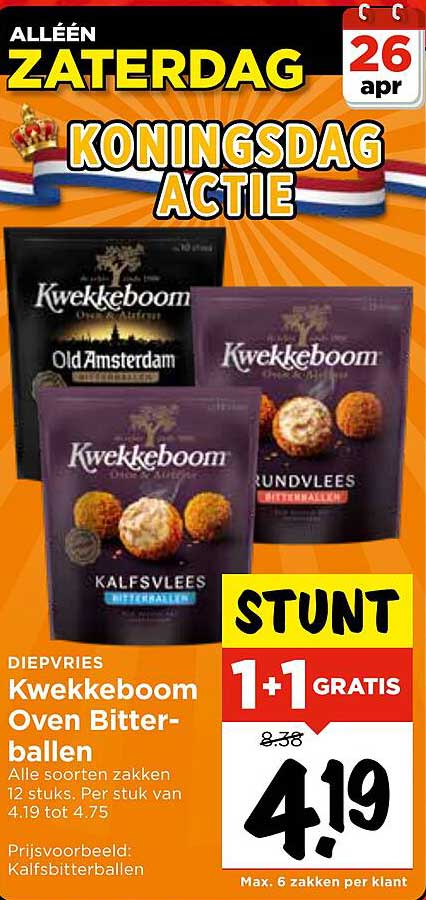 Kwekkeboom Oven Bitterballen 1+1 GRATIS
