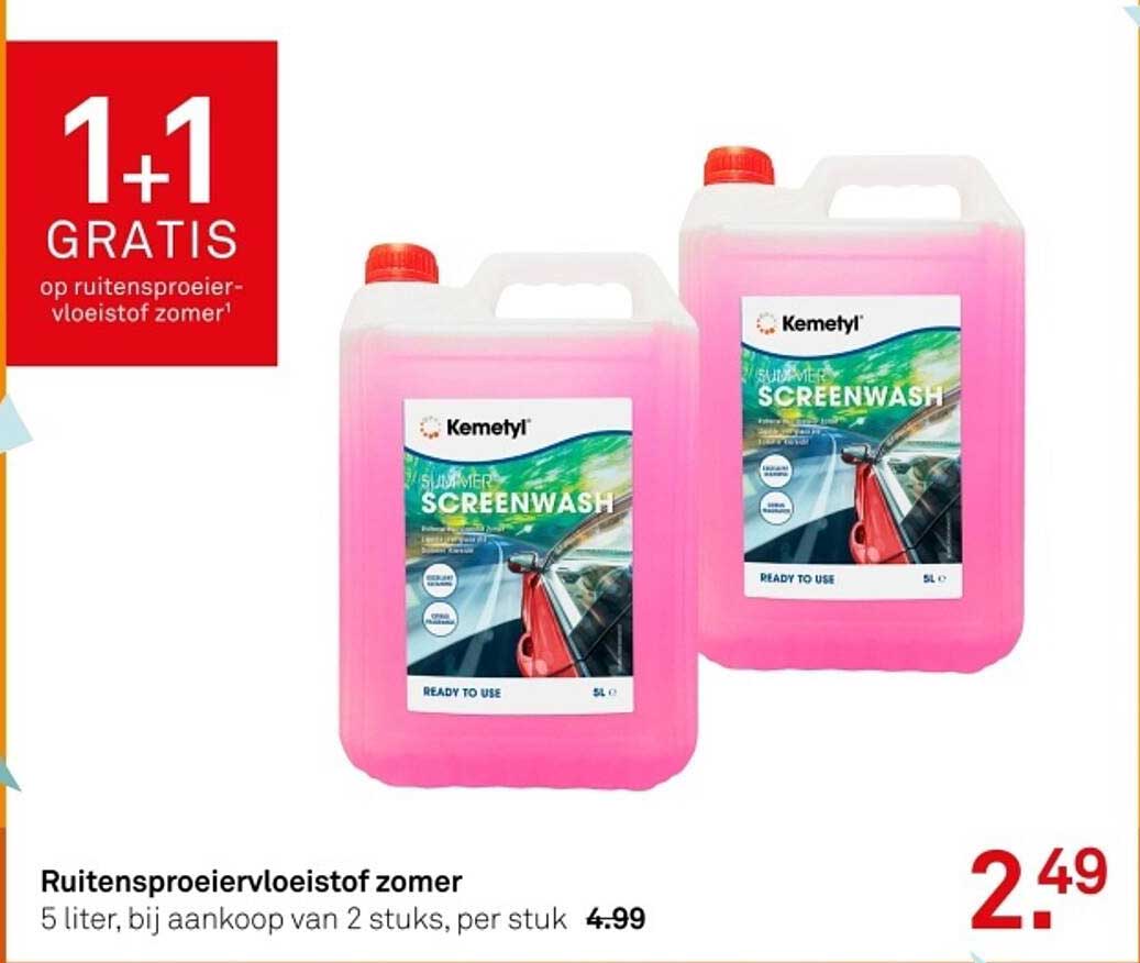 Ruitensproeiervloeistof zomer 5 liter, bij aankoop van 2 stuks, per stuk 4.99