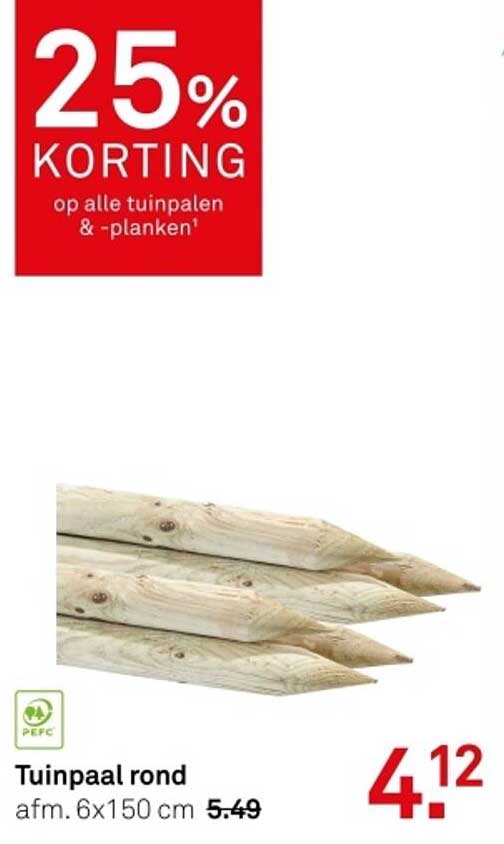 Tuinpaal rond afm. 6x150 cm