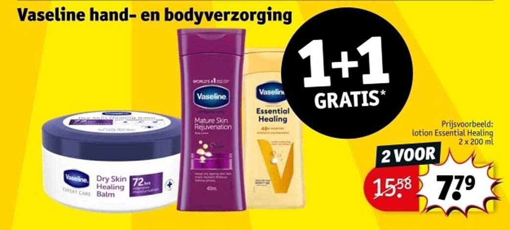Vaseline hand- en bodyverzorging 1+1 gratis