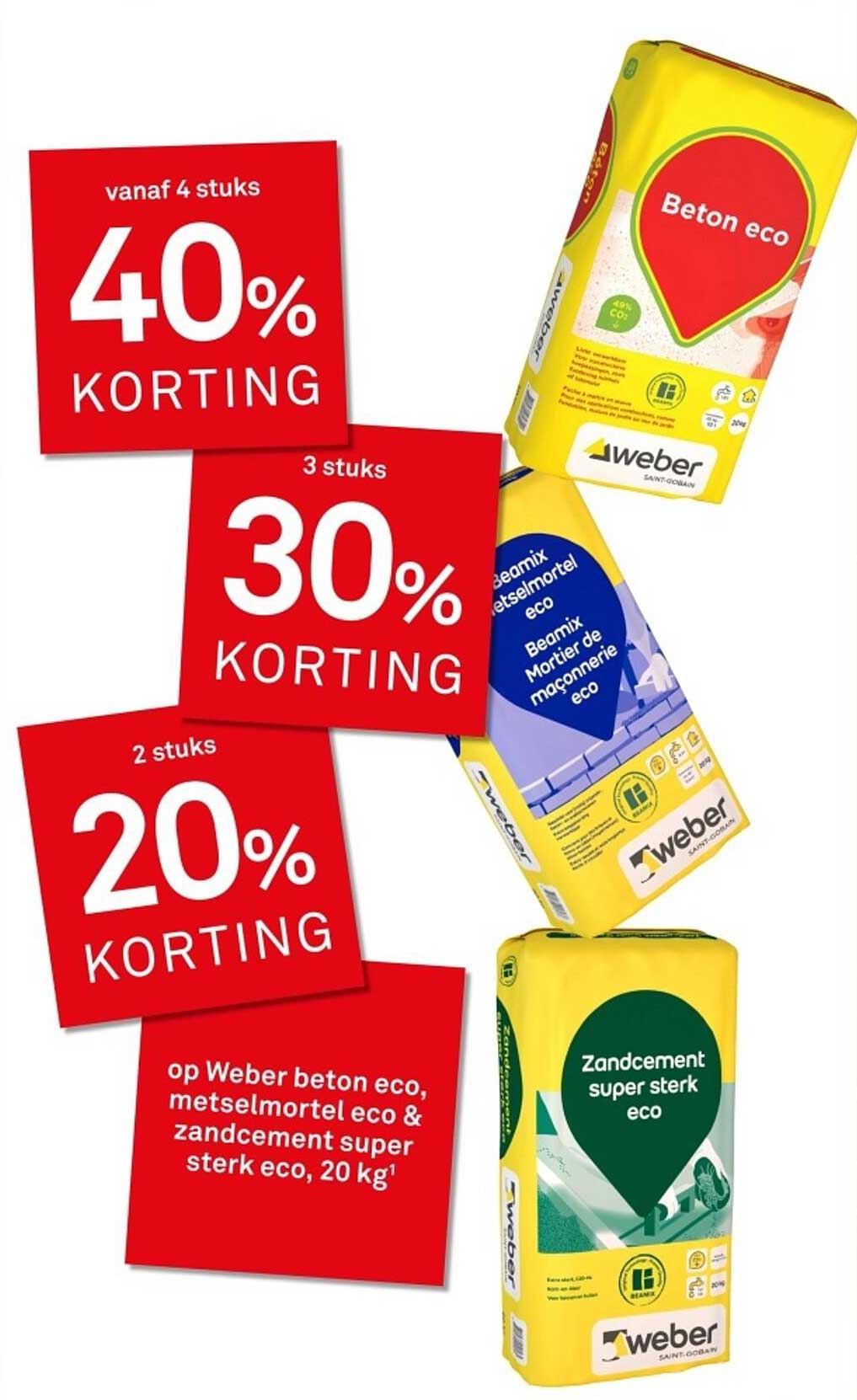 Weber beton eco, metselmortel eco & zandcement super sterk eco, 20 kg