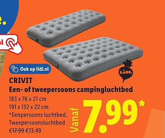 CRIVIT Een- of tweepersoons campingluchtbed