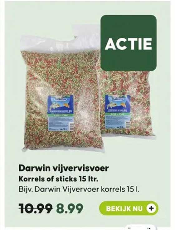 Darwin vijvervisvoer Korrels of sticks 15 ltr.