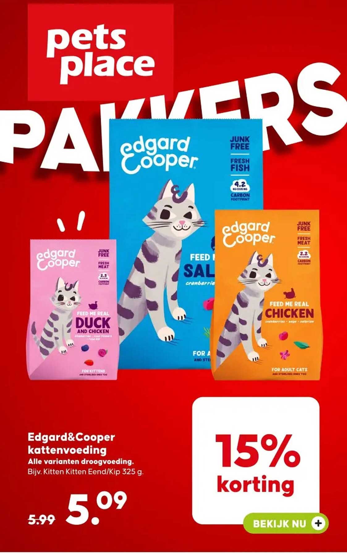 Edgard&Cooper kattenvoeding 15% korting