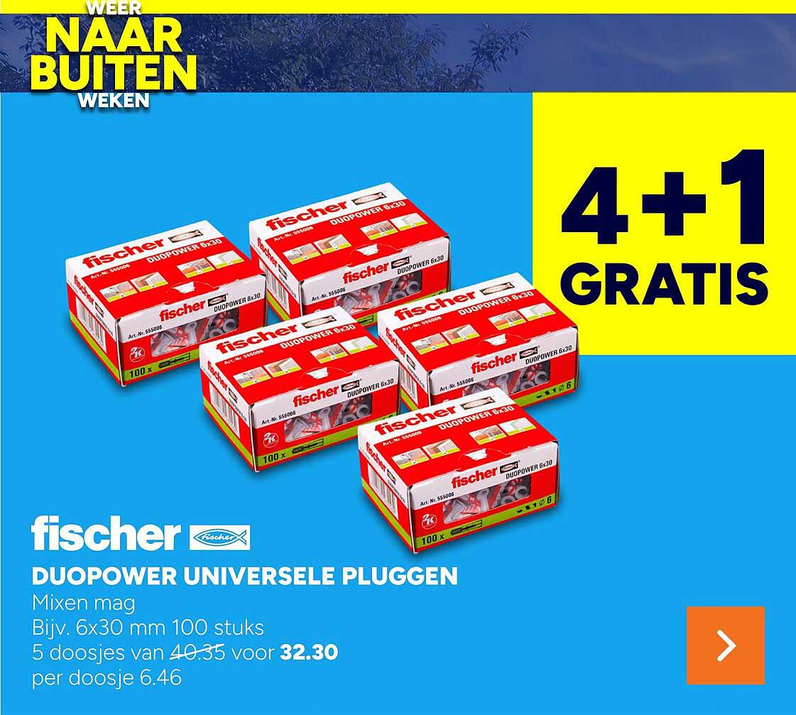 fischer DUOPOWER UNIVERSELE PLUGGEN 4+1 GRATIS