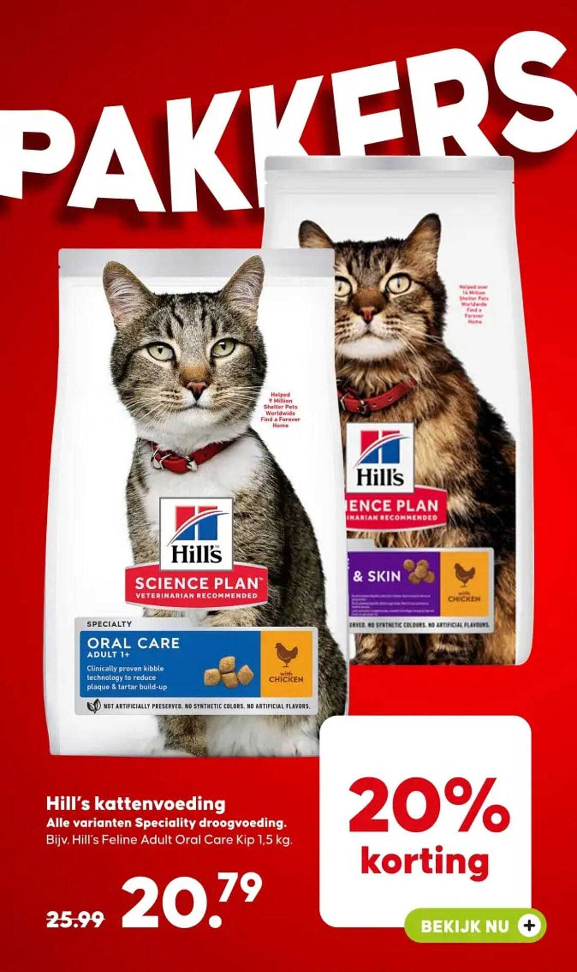 Hill’s kattenvoeding 20% korting