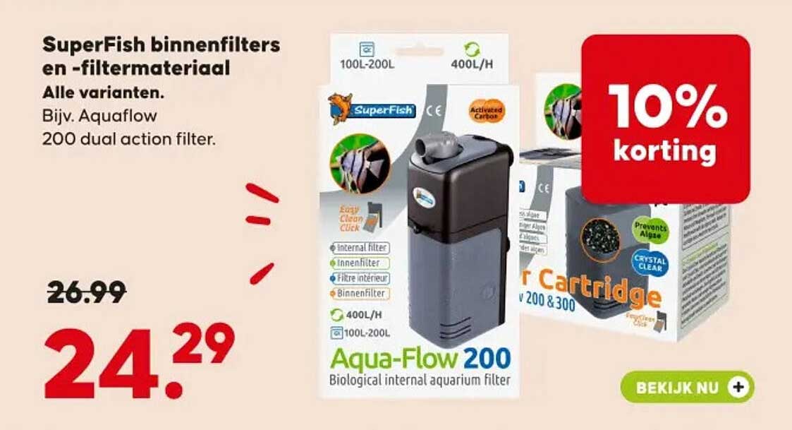 SuperFish binnenfilters en -filtermateriaal Alle varianten. Bijv. Aquaflow 200 dual action filter. 10% korting