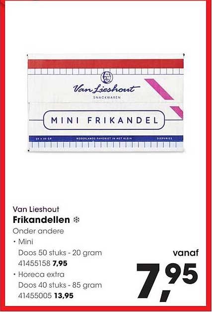 Van Lieshout Frikandellen Onder andere Mini Doos 50 stuks - 20 gram