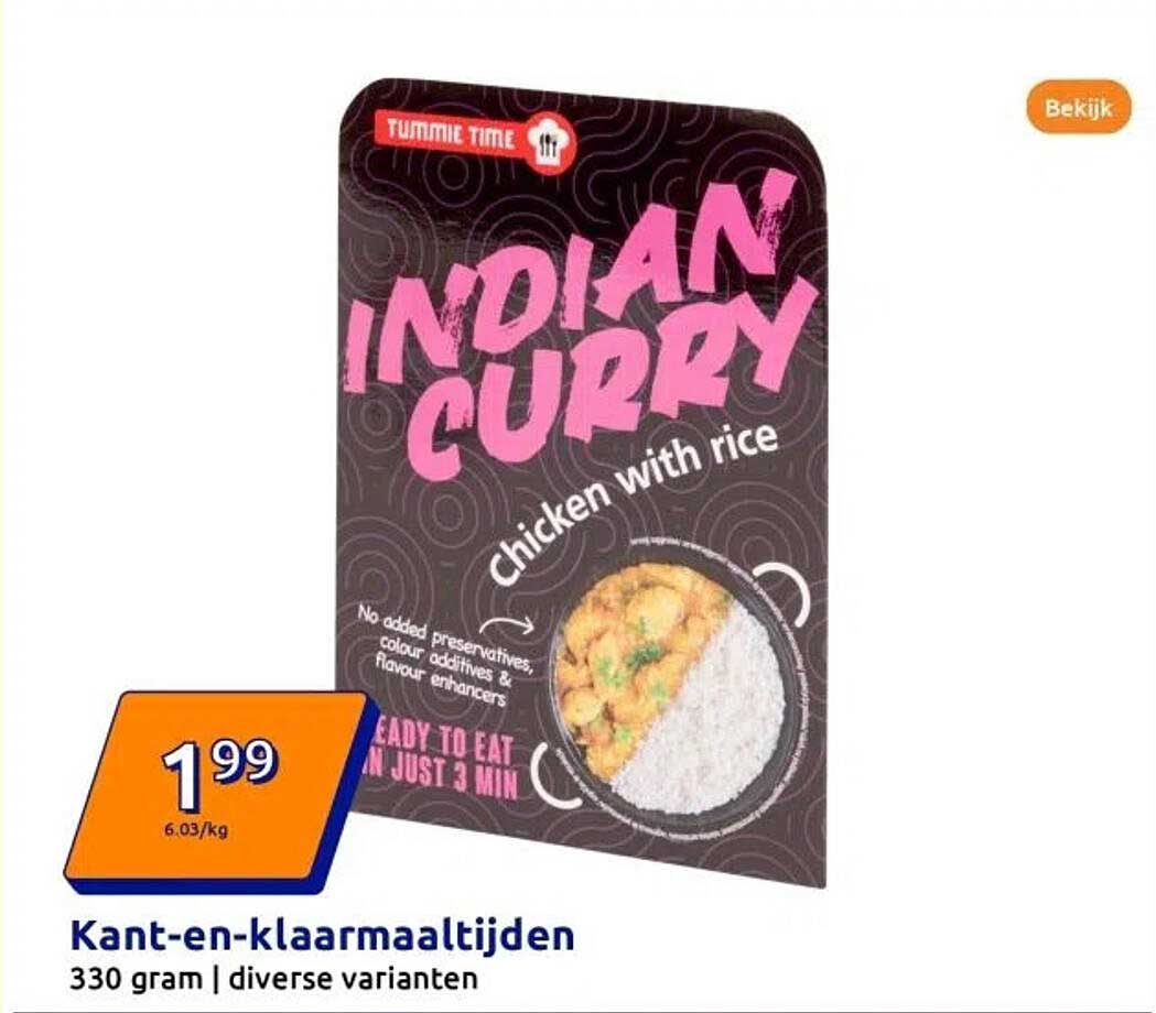 Kant-en-klaarmaaltijden Indian Curry met kip en rijst