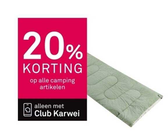 20% KORTING op alle camping artikelen