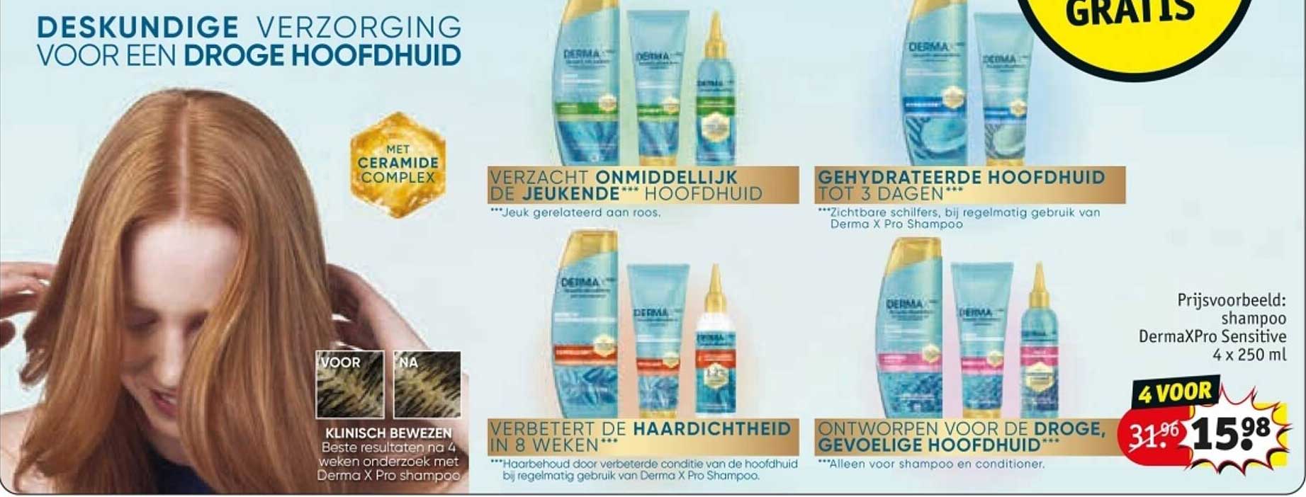 4 VOOR 15,98 - Derma X Pro Shampoo 4 x 250 ml