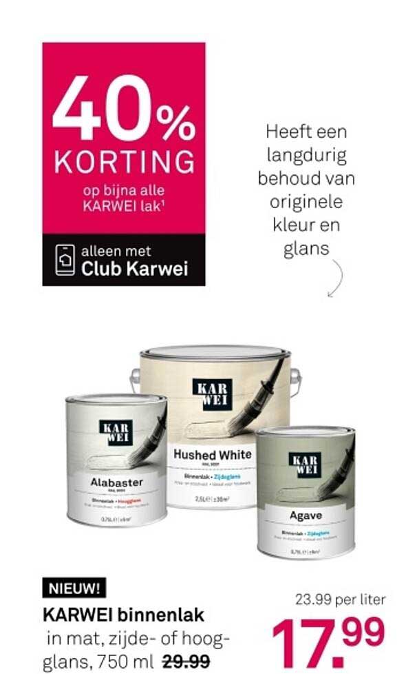 40% KORTING op bijna alle KARWEI lak