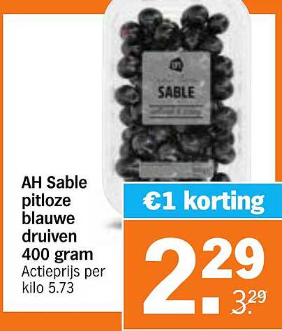 AH Sable pitloze blauwe druiven 400 gram