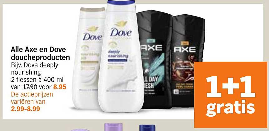 Alle Axe en Dove doucheproducten