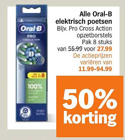 Alle Oral-B elektrisch poetsen Bijv. Pro Cross Action opzetborstels Pak 8 stuks