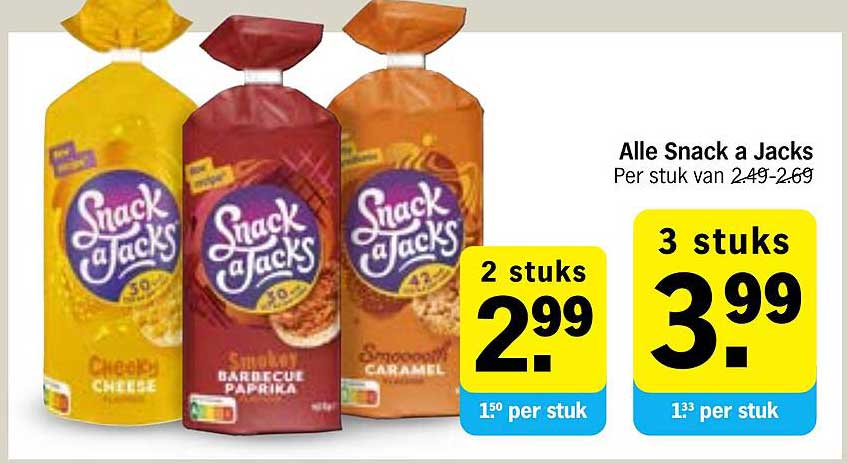 Alle Snack a Jacks Per stuk van 2.49-2.69