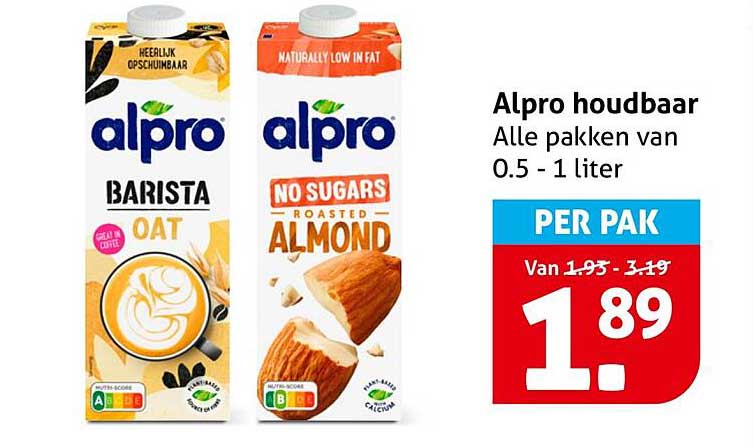 Alpro houdbaar - Alle pakken van 0.5 - 1 liter