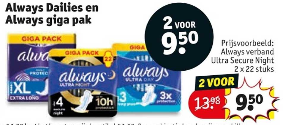 Always Dailies en Always giga pak
