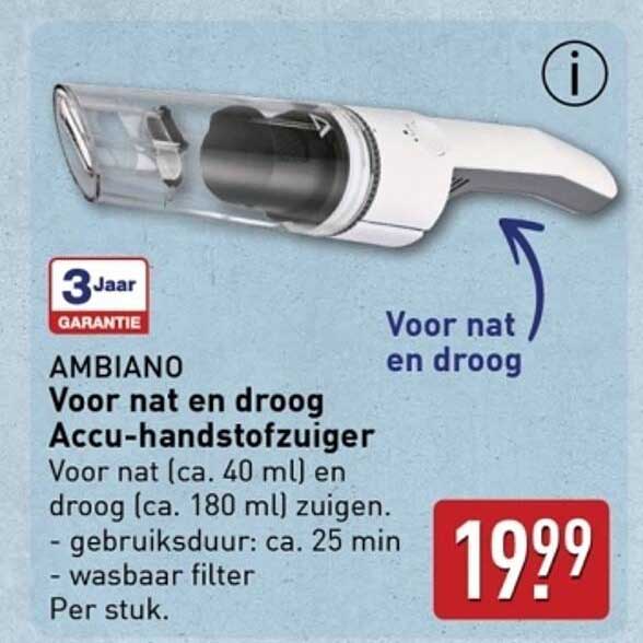 AMBIANO Voor nat en droog Accu-handstofzuiger