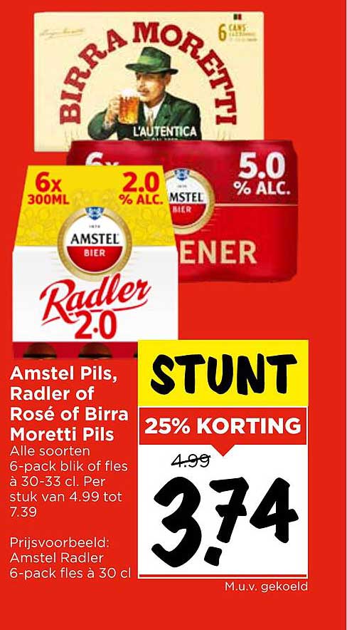 Amstel Pils, Radler of Rosé of Birra Moretti Pils