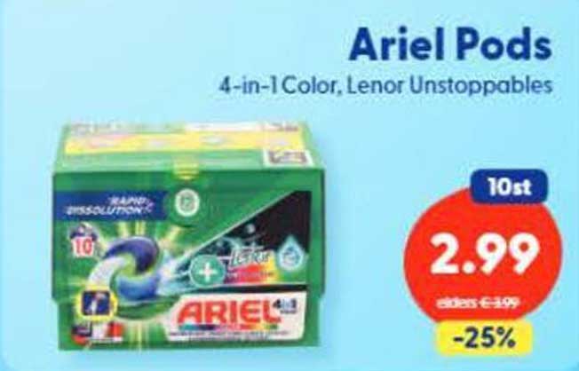 Ariel Pods 4-in-1 Color, Lenor Unstoppables