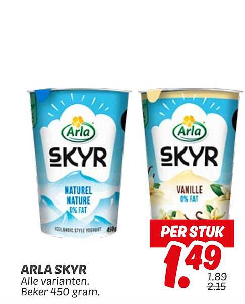 ARLA SKYR Alle varianten. Beker 450 gram.