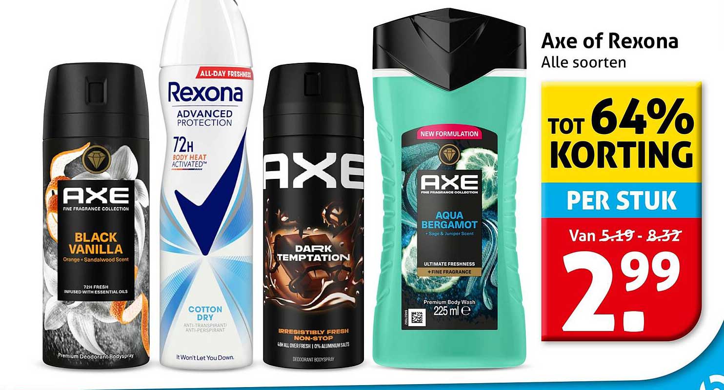 Axe of Rexona Alle soorten