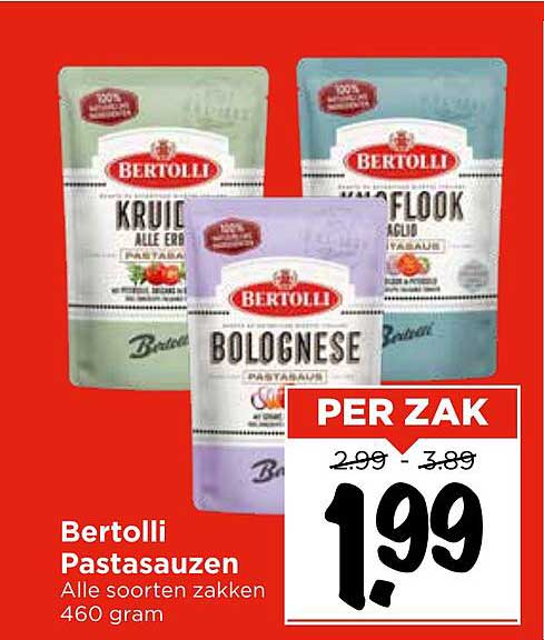 Bertolli Pastasauzen Alle soorten zakken 460 gram