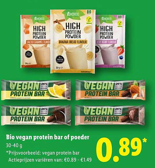Bio vegan protein bar of poeder
