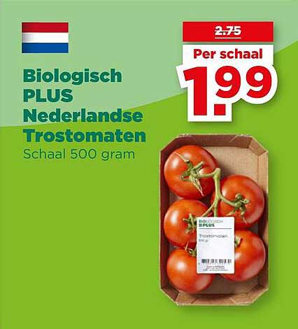 Biologisch PLUS Nederlandse Trostomaten Schaal 500 gram