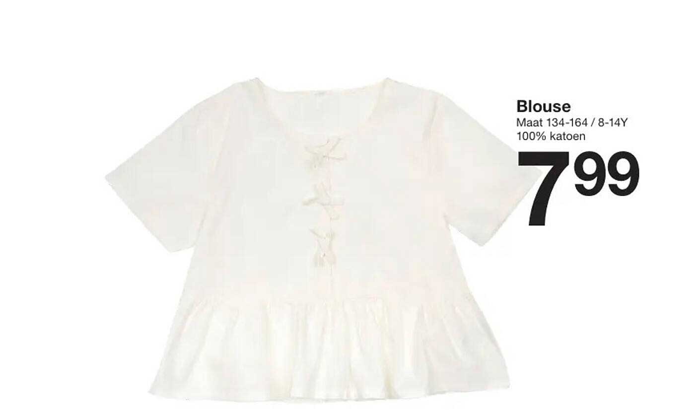 Blouse Maat 134-164 / 8-14Y 100% katoen
