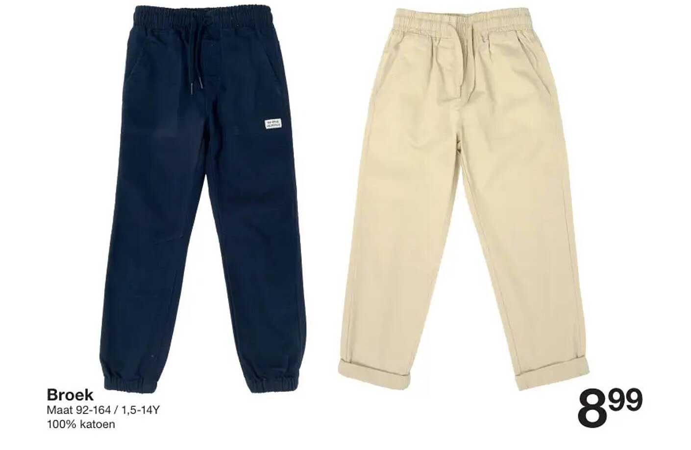 Broek Maat 92-164 / 1,5-14Y 100% katoen