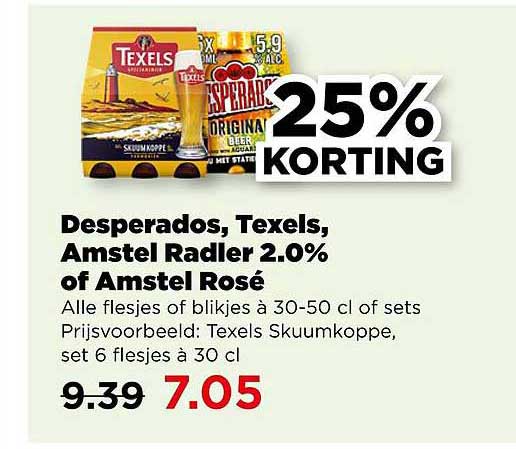 Desperados, Texels, Amstel Radler 2.0% of Amstel Rosé